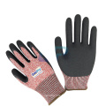 Anti Cut Level 5 13G HPPE Fiberglass Liner Sandy Nitrile Coated Cut Resistant Gloves with EN388 4544